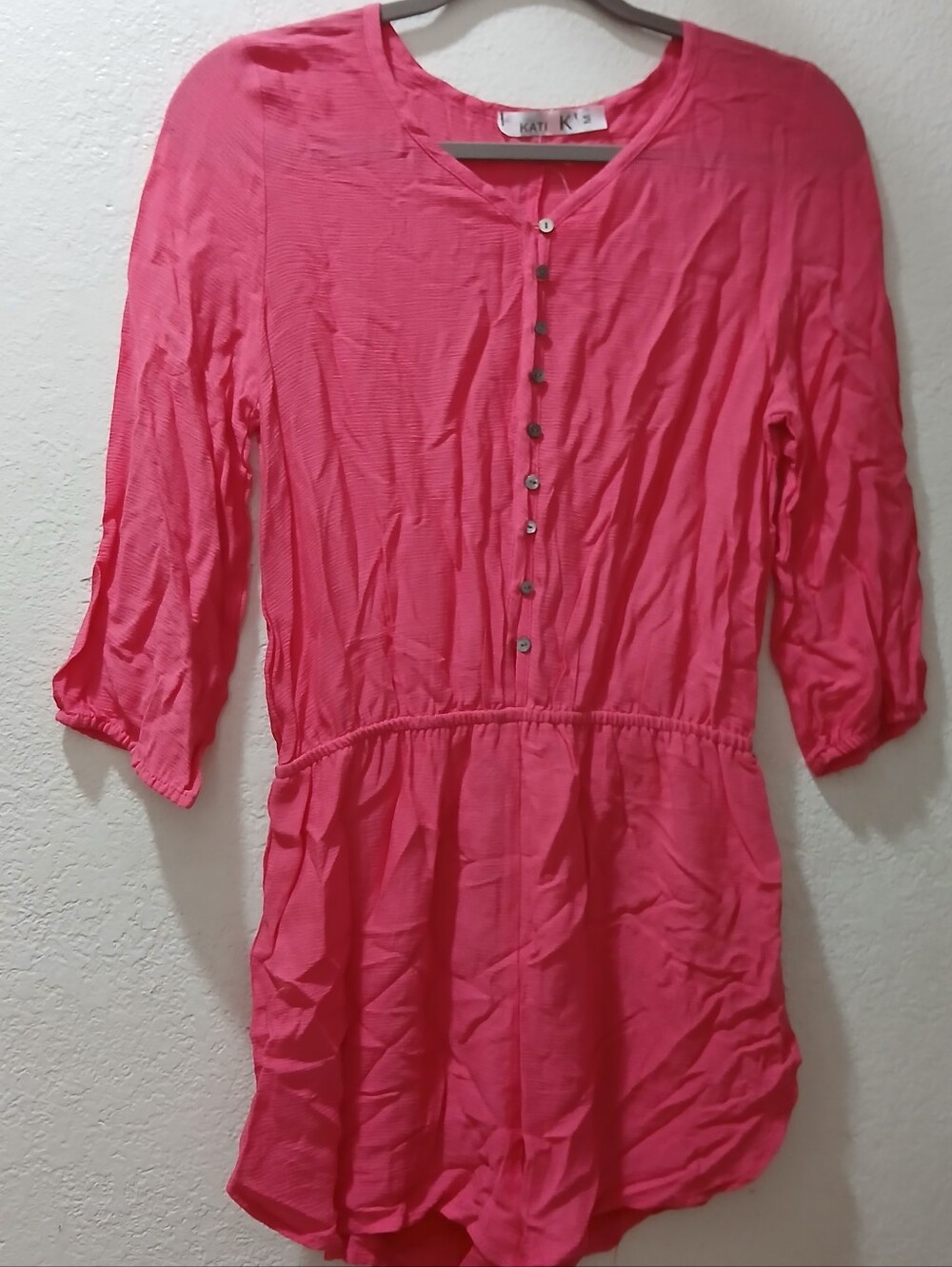 Kati k Nwot M Pink Button-Front Romper with Elastic Waist